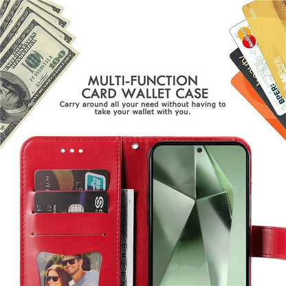 For Samsung Galaxy S24 FE Case Wallet Leather Phone Cover Flower Pattern