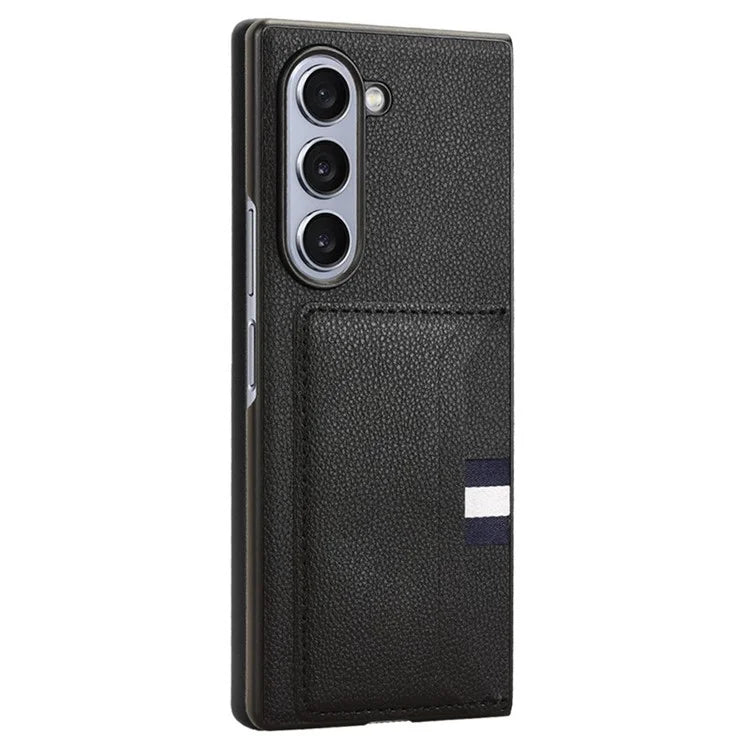For Samsung Galaxy Z Fold6 5G Case Card Holder Litchi Texture Leather+PC Folding Phone Cover