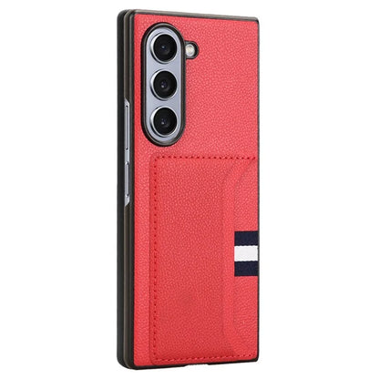For Samsung Galaxy Z Fold6 5G Case Card Holder Litchi Texture Leather+PC Folding Phone Cover
