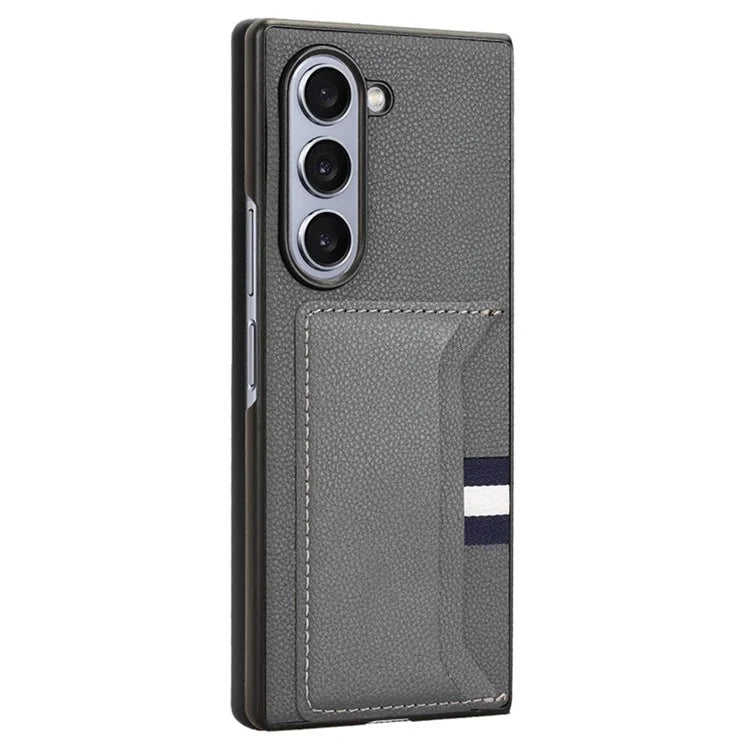 For Samsung Galaxy Z Fold6 5G Case Card Holder Litchi Texture Leather+PC Folding Phone Cover