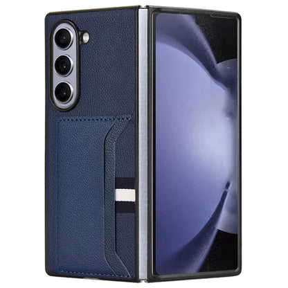 For Samsung Galaxy Z Fold6 5G Case Card Holder Litchi Texture Leather+PC Folding Phone Cover