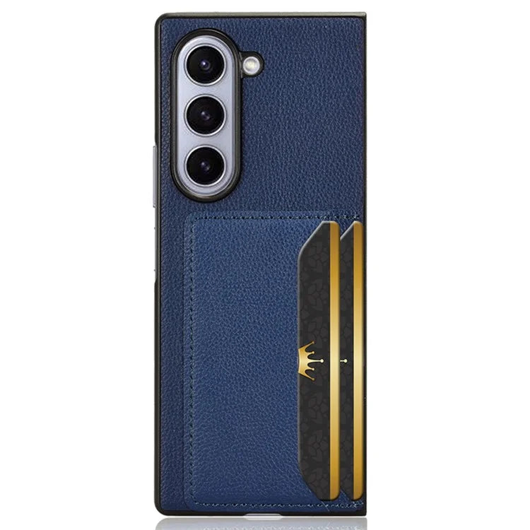 For Samsung Galaxy Z Fold6 5G Case Card Holder Litchi Texture Leather+PC Folding Phone Cover