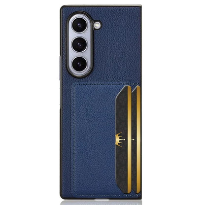 For Samsung Galaxy Z Fold6 5G Case Card Holder Litchi Texture Leather+PC Folding Phone Cover
