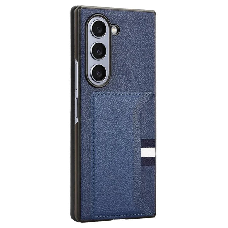 For Samsung Galaxy Z Fold6 5G Case Card Holder Litchi Texture Leather+PC Folding Phone Cover