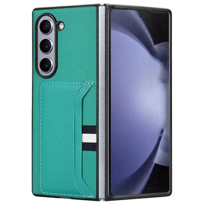 For Samsung Galaxy Z Fold6 5G Case Card Holder Litchi Texture Leather+PC Folding Phone Cover