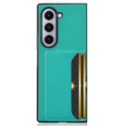 For Samsung Galaxy Z Fold6 5G Case Card Holder Litchi Texture Leather+PC Folding Phone Cover