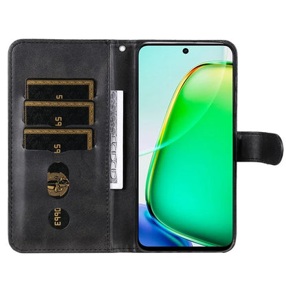 For vivo Y28 4G / iQOO Z9x 5G Case PU Leather Stand Phone Cover with Zipper Pocket
