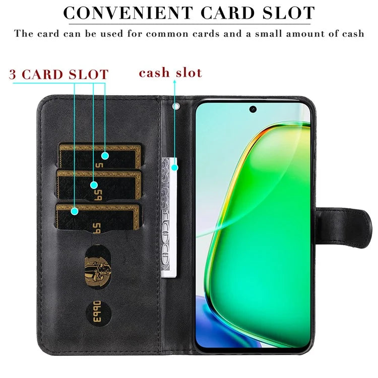 For vivo Y28 4G / iQOO Z9x 5G Case PU Leather Stand Phone Cover with Zipper Pocket