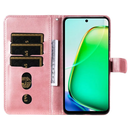 For vivo Y28 4G / iQOO Z9x 5G Case PU Leather Stand Phone Cover with Zipper Pocket