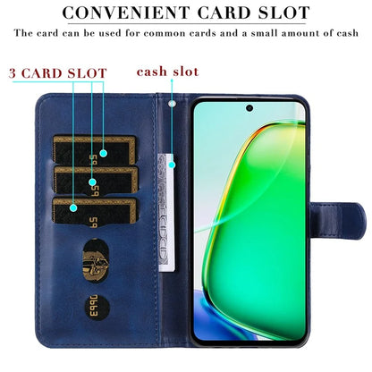 For vivo Y28 4G / iQOO Z9x 5G Case PU Leather Stand Phone Cover with Zipper Pocket
