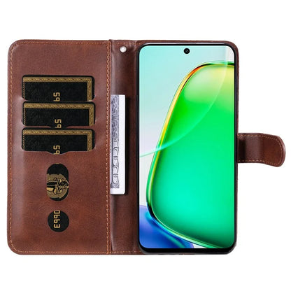 For vivo Y28 4G / iQOO Z9x 5G Case PU Leather Stand Phone Cover with Zipper Pocket