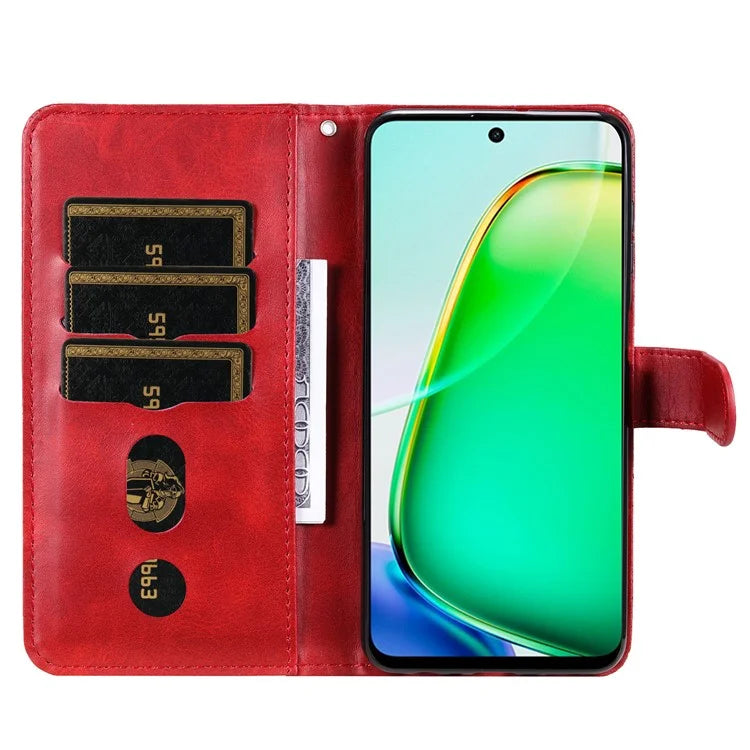 For vivo Y28 4G / iQOO Z9x 5G Case PU Leather Stand Phone Cover with Zipper Pocket