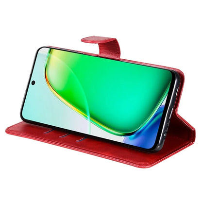 For vivo Y28 4G / iQOO Z9x 5G Case PU Leather Stand Phone Cover with Zipper Pocket