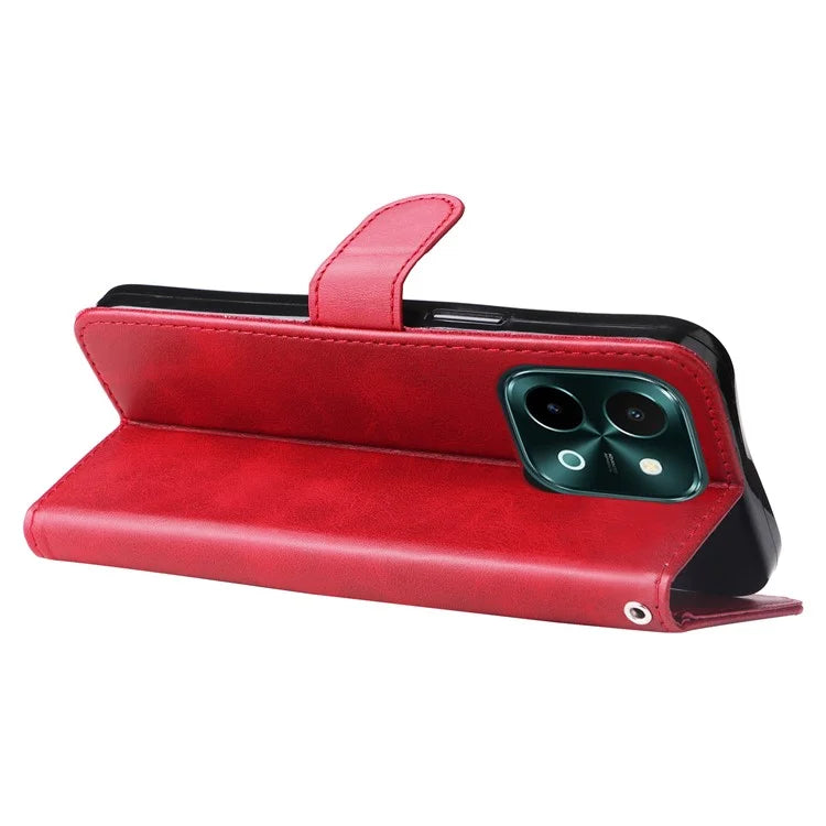 For vivo Y28 4G / iQOO Z9x 5G Case PU Leather Stand Phone Cover with Zipper Pocket