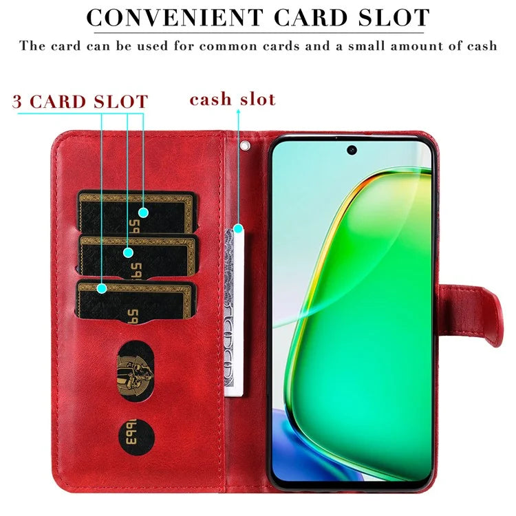 For vivo Y28 4G / iQOO Z9x 5G Case PU Leather Stand Phone Cover with Zipper Pocket