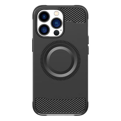 For iPhone 13 Pro Case Carbon Fiber Texture TPU Phone Cover Compatible with MagSafe