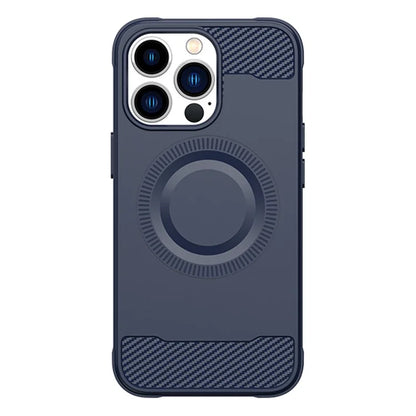 For iPhone 13 Pro Case Carbon Fiber Texture TPU Phone Cover Compatible with MagSafe