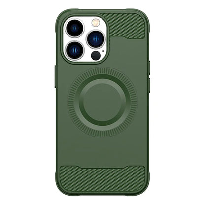 For iPhone 13 Pro Case Carbon Fiber Texture TPU Phone Cover Compatible with MagSafe