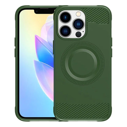 For iPhone 13 Pro Case Carbon Fiber Texture TPU Phone Cover Compatible with MagSafe
