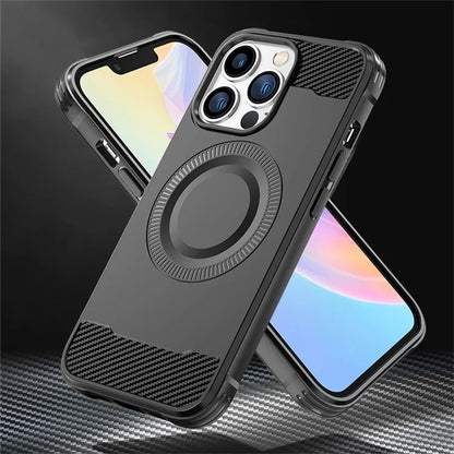 For iPhone 13 Pro Case Carbon Fiber Texture TPU Phone Cover Compatible with MagSafe