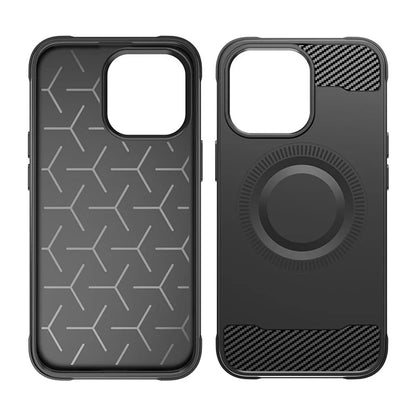 For iPhone 13 Pro Case Carbon Fiber Texture TPU Phone Cover Compatible with MagSafe