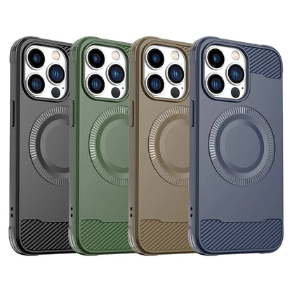 For iPhone 13 Pro Case Carbon Fiber Texture TPU Phone Cover Compatible with MagSafe