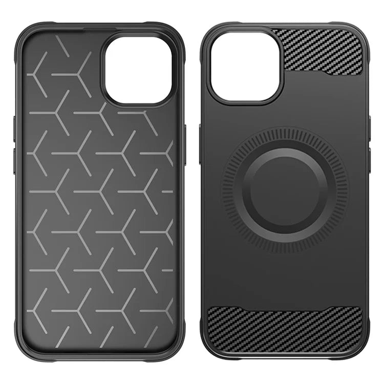 For iPhone 13 Case Carbon Fiber Texture TPU Phone Case Compatible with MagSafe