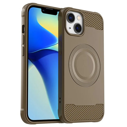 For iPhone 13 Case Carbon Fiber Texture TPU Phone Case Compatible with MagSafe