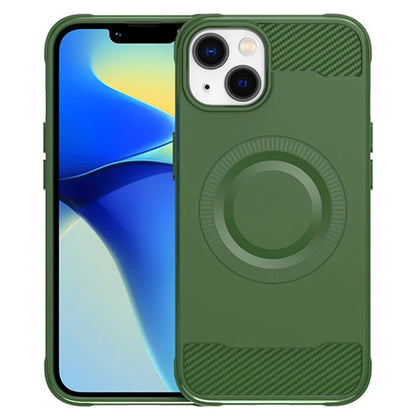 For iPhone 13 Case Carbon Fiber Texture TPU Phone Case Compatible with MagSafe