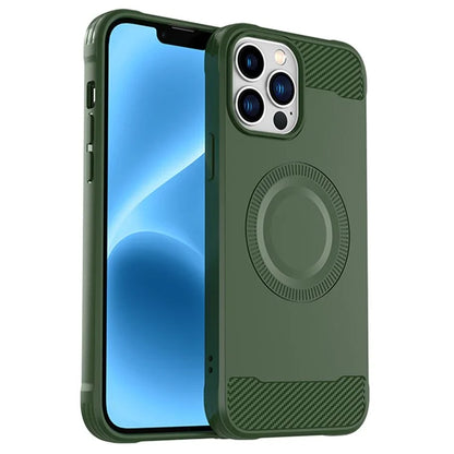 For iPhone 12 Pro Magnetic Case Carbon Fiber Texture TPU Phone Case