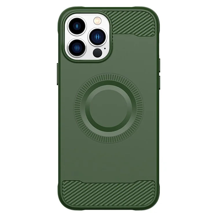 For iPhone 12 Pro Magnetic Case Carbon Fiber Texture TPU Phone Case