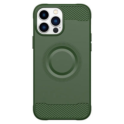 For iPhone 12 Pro Magnetic Case Carbon Fiber Texture TPU Phone Case