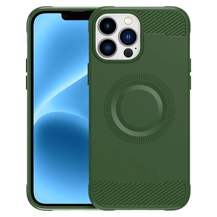 For iPhone 12 Pro Magnetic Case Carbon Fiber Texture TPU Phone Case