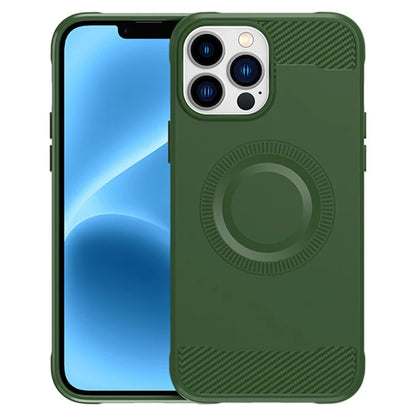 For iPhone 12 Pro Magnetic Case Carbon Fiber Texture TPU Phone Case