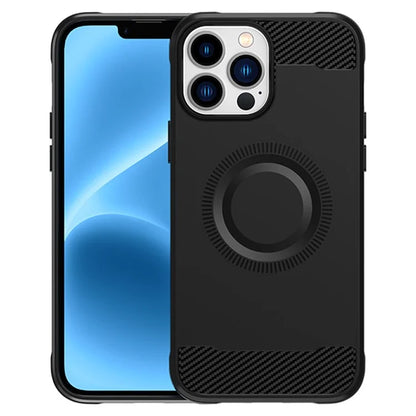 For iPhone 12 Pro Magnetic Case Carbon Fiber Texture TPU Phone Case