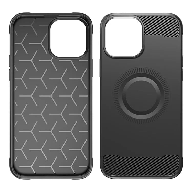 For iPhone 12 Pro Magnetic Case Carbon Fiber Texture TPU Phone Case