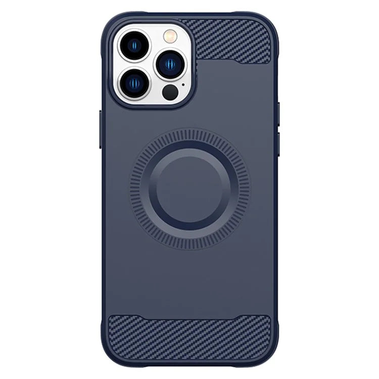 For iPhone 12 Pro Magnetic Case Carbon Fiber Texture TPU Phone Case