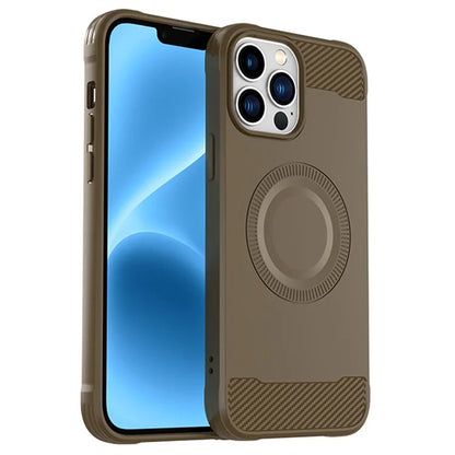 For iPhone 12 Pro Magnetic Case Carbon Fiber Texture TPU Phone Case