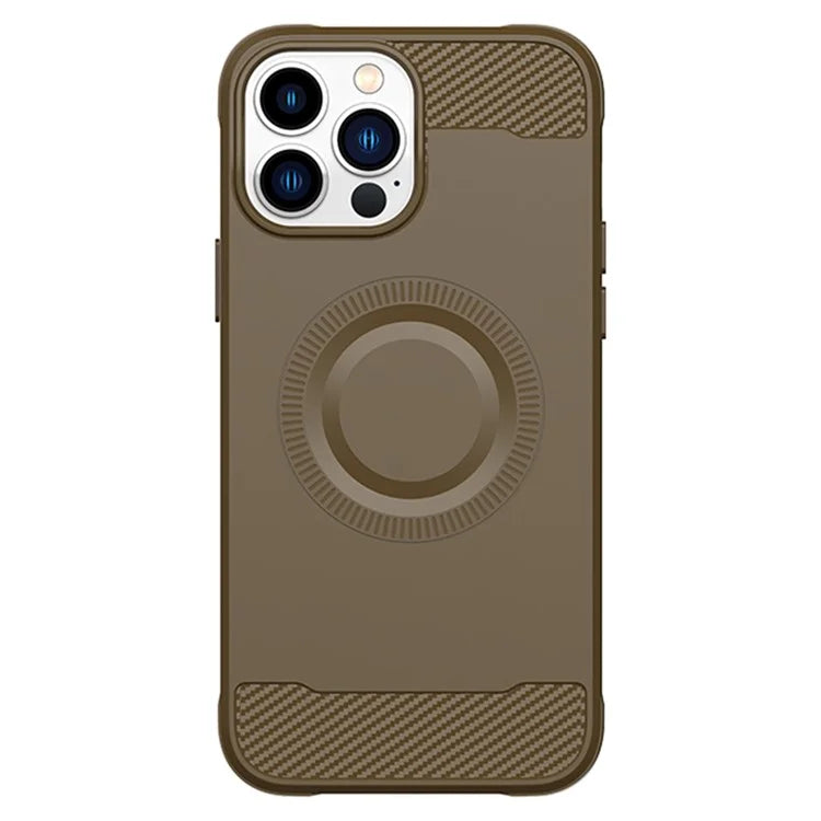 For iPhone 12 Pro Magnetic Case Carbon Fiber Texture TPU Phone Case