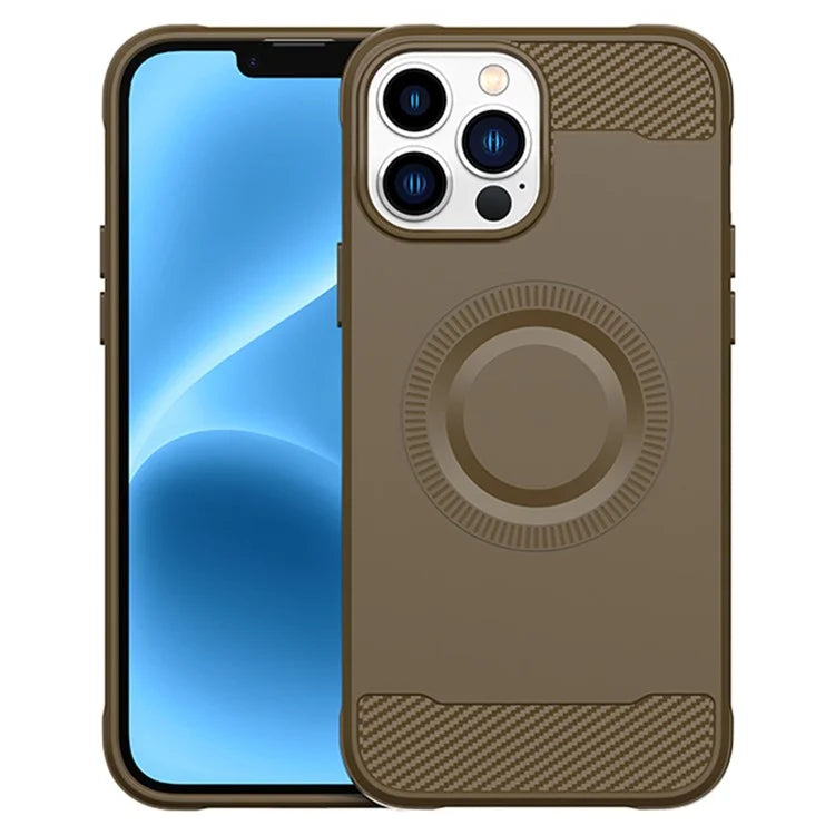 For iPhone 12 Pro Magnetic Case Carbon Fiber Texture TPU Phone Case