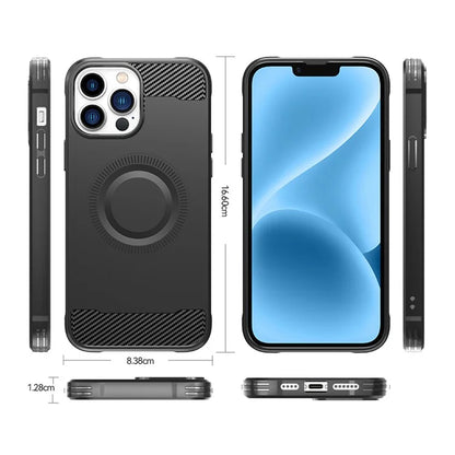 For iPhone 12 Pro Magnetic Case Carbon Fiber Texture TPU Phone Case