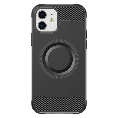 For iPhone 12 TPU Case Carbon Fiber Texture Phone Case Compatible with MagSafe
