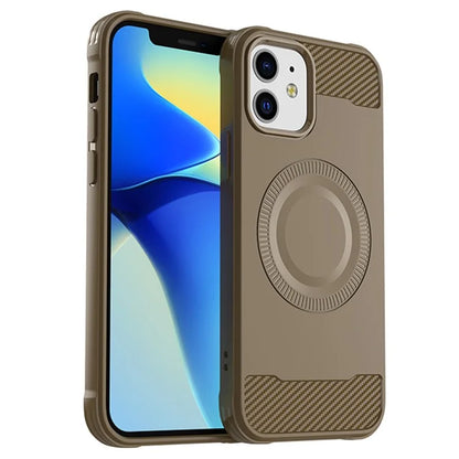 For iPhone 12 TPU Case Carbon Fiber Texture Phone Case Compatible with MagSafe
