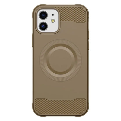 For iPhone 12 TPU Case Carbon Fiber Texture Phone Case Compatible with MagSafe