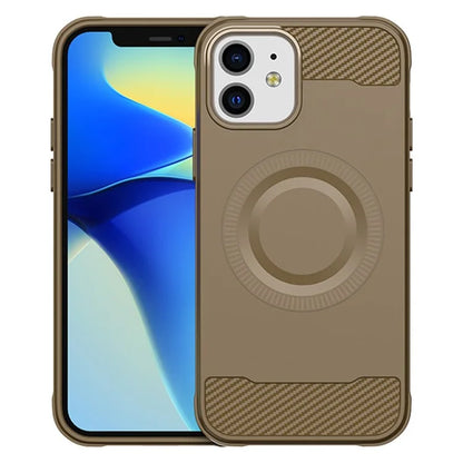 For iPhone 12 TPU Case Carbon Fiber Texture Phone Case Compatible with MagSafe
