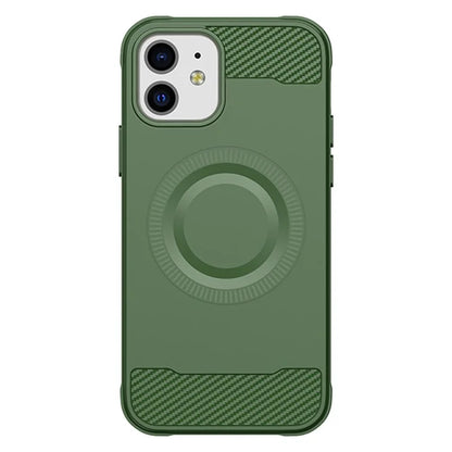 For iPhone 12 TPU Case Carbon Fiber Texture Phone Case Compatible with MagSafe