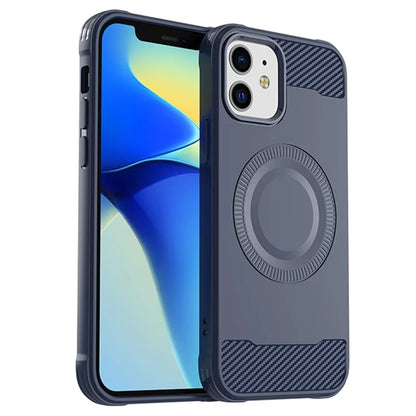 For iPhone 12 TPU Case Carbon Fiber Texture Phone Case Compatible with MagSafe