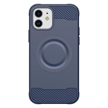 For iPhone 12 TPU Case Carbon Fiber Texture Phone Case Compatible with MagSafe