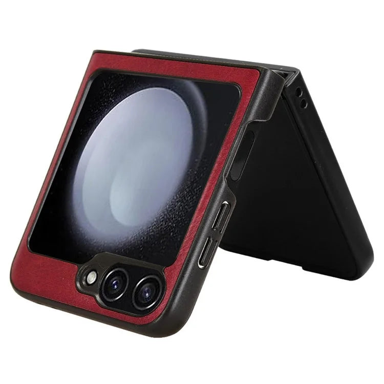 For Samsung Galaxy Z Flip6 5G Case Stitching Lines Cowhide Texture Leather Back Phone Cover