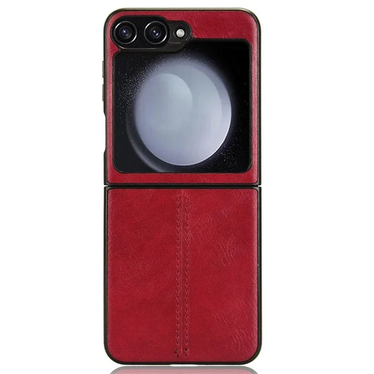 For Samsung Galaxy Z Flip6 5G Case Stitching Lines Cowhide Texture Leather Back Phone Cover